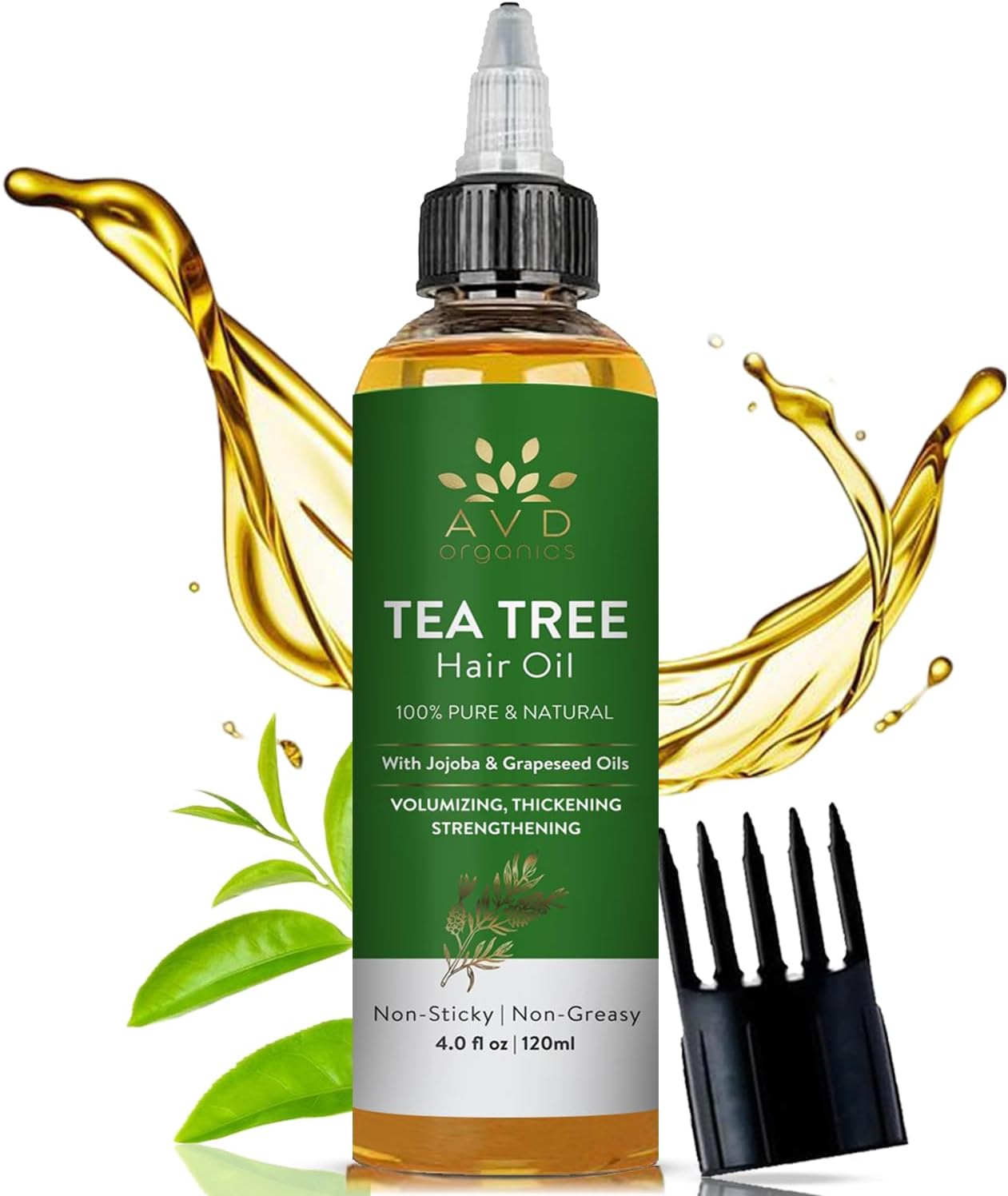 AVD Organics Rosemary Oil for Hair Growth Infused With Biotin, Jojoba & Castor Oil | Hair strengthening Treatment | Nourishing & Volumizing | Non GMO Verified 120ml (4fl oz)