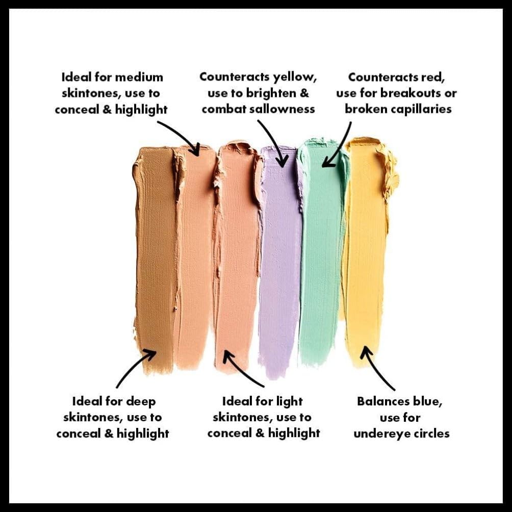 NYX Professional Makeup, Colour Correcting Palette, Concealing & Defining, Colour Correcting Concealer, Palette With Six Shades For Correcting And Concealing, Six blendable shades (green, purple, pink, orange, peach and yellow) for buildable coverage, Com