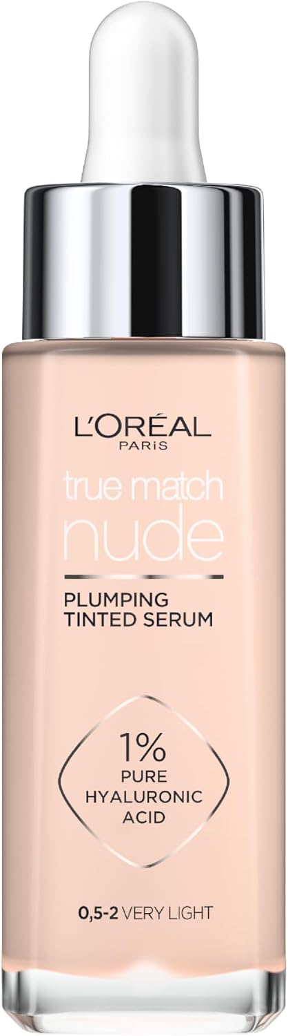 L’Oréal Paris, Serum Foundation, Hydrating & Smoothing, True Match Nude Plumping Serum, 30 ml, Shade: 3-4 Light-Medium