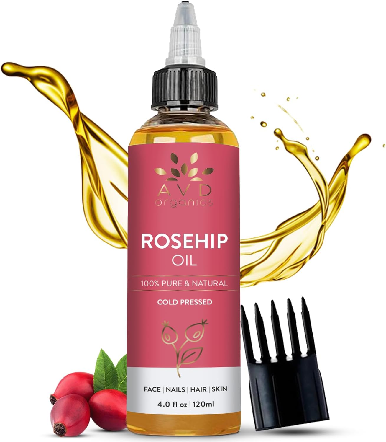 AVD Organics Rosemary Oil for Hair Growth Infused With Biotin, Jojoba & Castor Oil | Hair strengthening Treatment | Nourishing & Volumizing | Non GMO Verified 120ml (4fl oz)