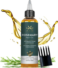 AVD Organics Rosemary Oil for Hair Growth Infused With Biotin, Jojoba & Castor Oil | Hair strengthening Treatment | Nourishing & Volumizing | Non GMO Verified 120ml (4fl oz)