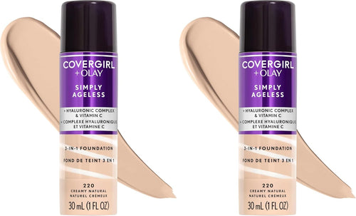 COVERGIRL+Olay Simply Ageless 3-in-1 Liquid Foundation, Creamy Natural, 1 Fl. Oz. (30ml)