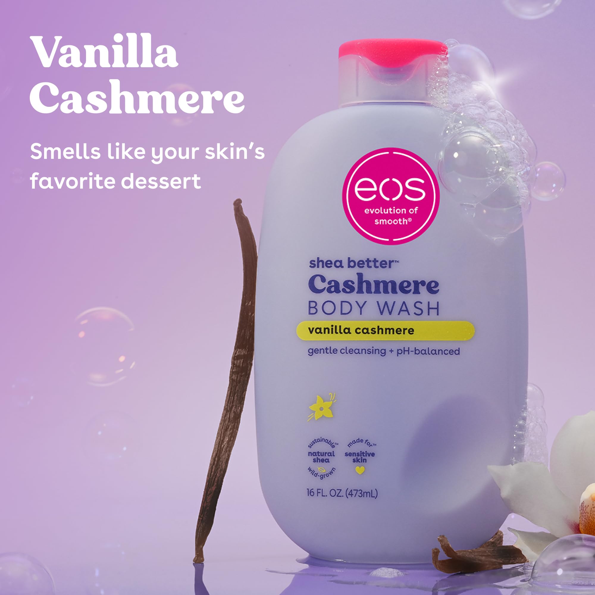 eos Cashmere Body Wash- Fresh & Cozy, Creamy Gel with Shea Butter, 16 fl oz