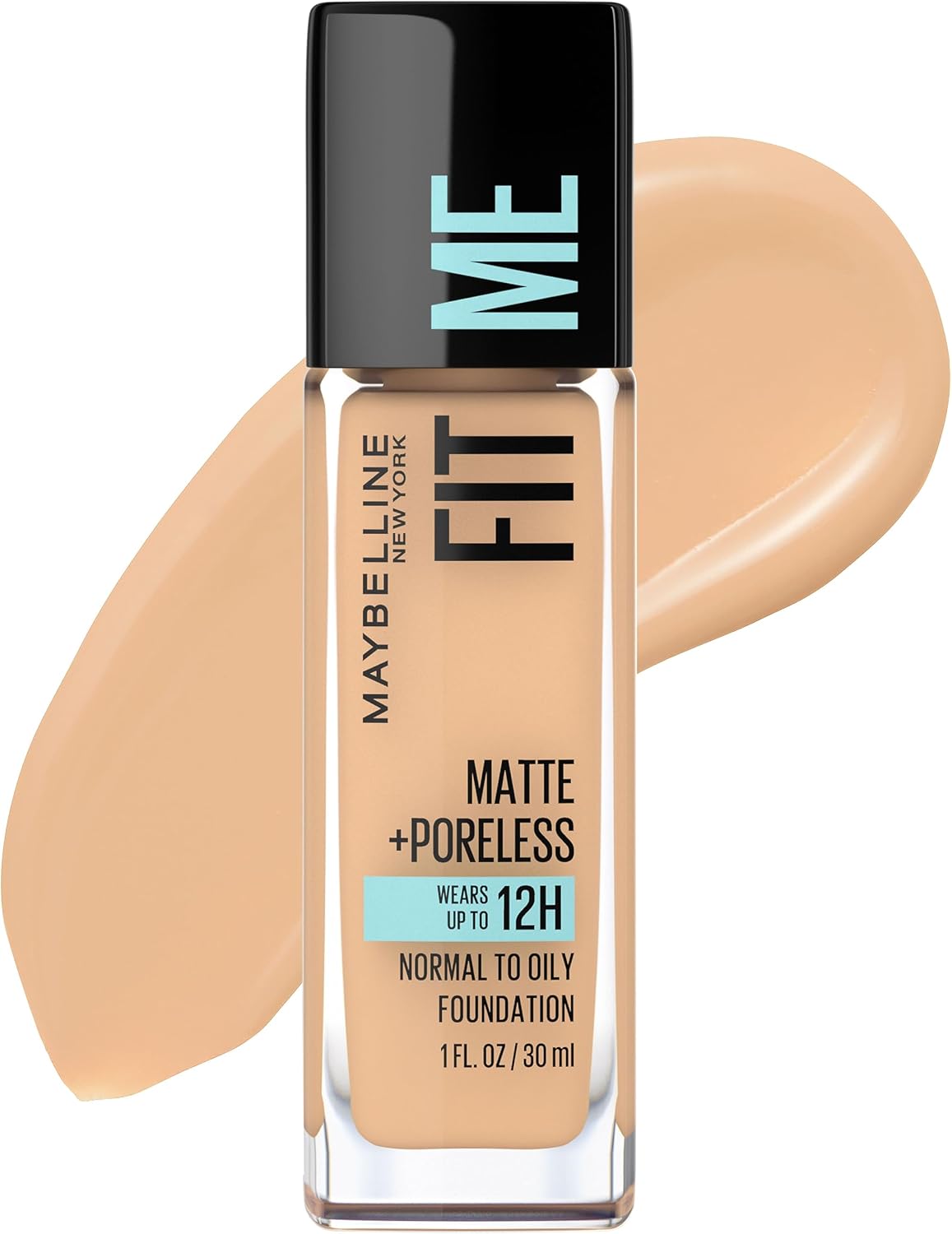 Maybelline New York Liquid Foundation, Full Coverage, Absorbs Oil, Normal to Oily Skin, Fit Matte+Poreless, Natural Beige