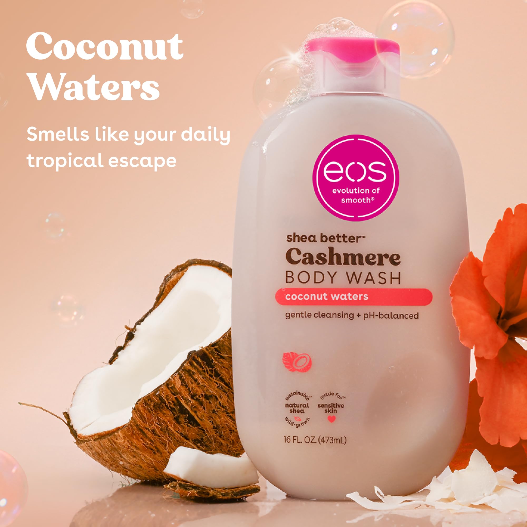 eos Cashmere Body Wash- Fresh & Cozy, Creamy Gel with Shea Butter, 16 fl oz