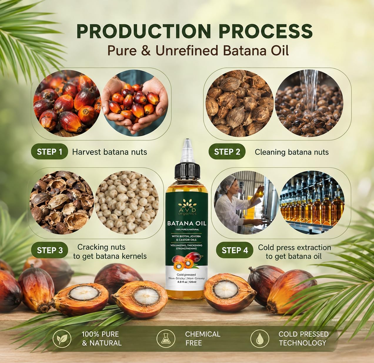 AVD Organics Rosemary Oil for Hair Growth Infused With Biotin, Jojoba & Castor Oil | Hair strengthening Treatment | Nourishing & Volumizing | Non GMO Verified 120ml (4fl oz)