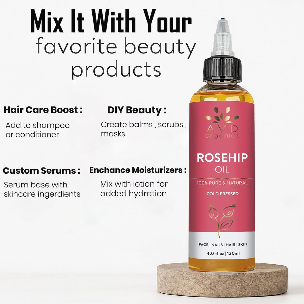AVD Organics Rosemary Oil for Hair Growth Infused With Biotin, Jojoba & Castor Oil | Hair strengthening Treatment | Nourishing & Volumizing | Non GMO Verified 120ml (4fl oz)