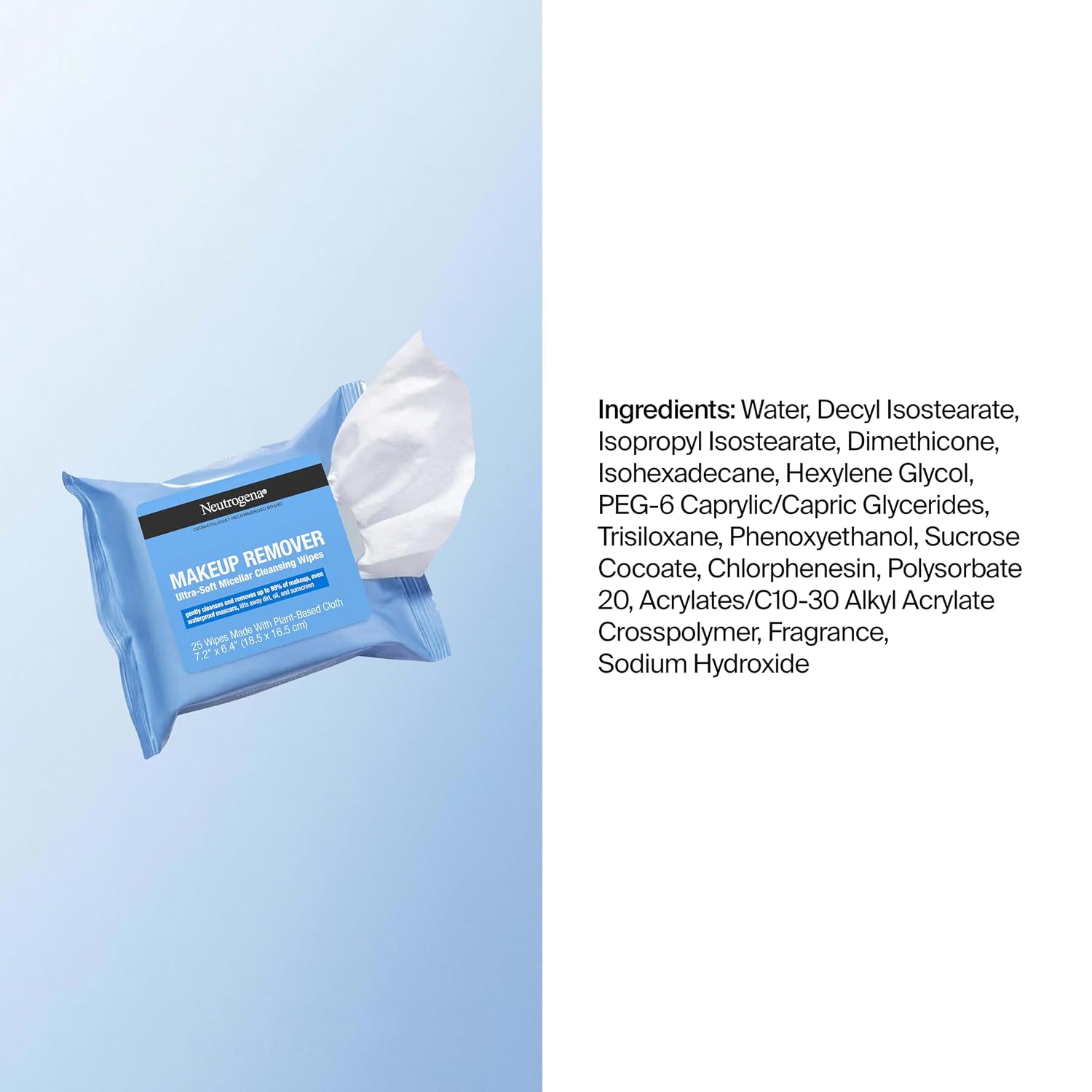 Neutrogena Makeup Remover Micellar Wipes, 2 Pack of 25 Ct