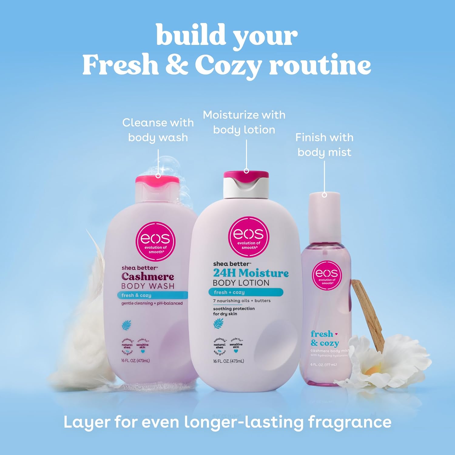 eos Cashmere Body Wash- Fresh & Cozy, Creamy Gel with Shea Butter, 16 fl oz