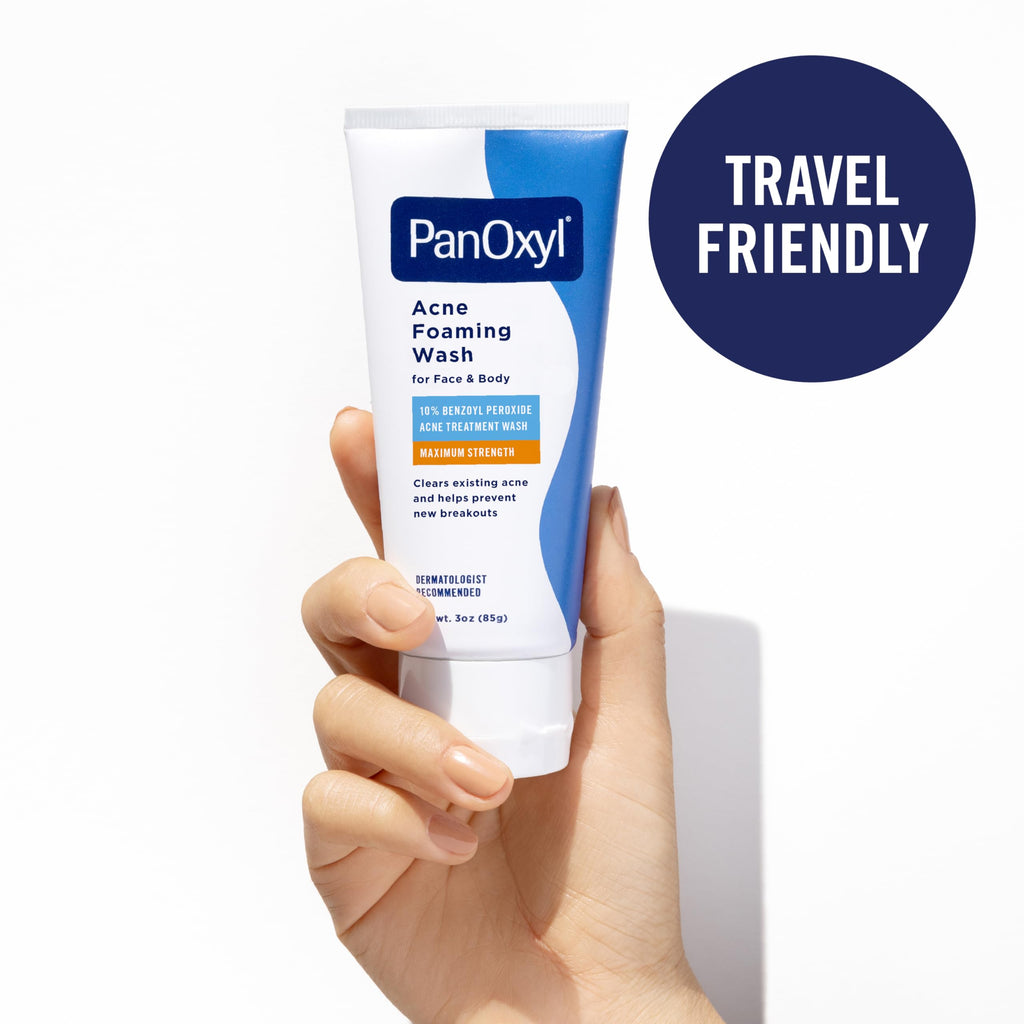 PanOxyl 10% Benzoyl Peroxide Acne Foaming Wash, Maximum Strength, Daily Acne-Fighting Face and Body Cleanser, Face Wash to Clear, Treat and Prevent Acne Pimples and Stubborn Breakouts, 5.5 Oz Tube