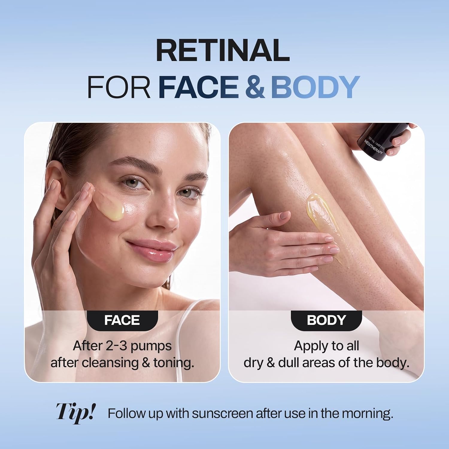 MEDITHERAPY Retinal Skin Booster Serum 5.07 fl oz | Retinaldehyde, Niacinamide, Cica | Korean Hydrating Face & Body Serum for Dull, Uneven Skin, All Skin Types, K-Beauty