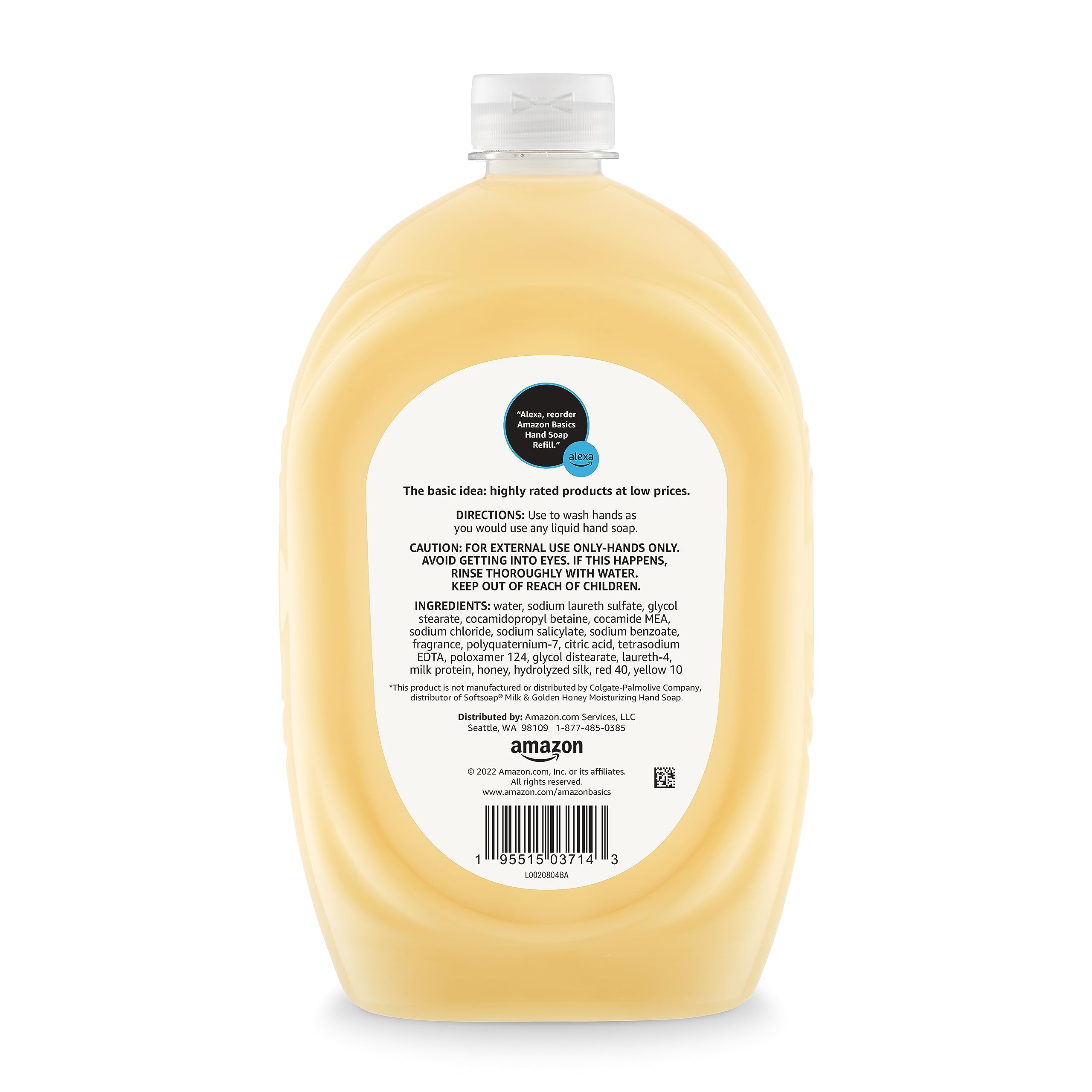 Amazon Basics Gentle & Mild Clear Liquid Hand Soap Refill, Triclosan-Free, Dermatologist-Tested, pH Balanced, Cruelty-Free, 50 Fluid Ounces, 1-Pack (Previously Solimo)