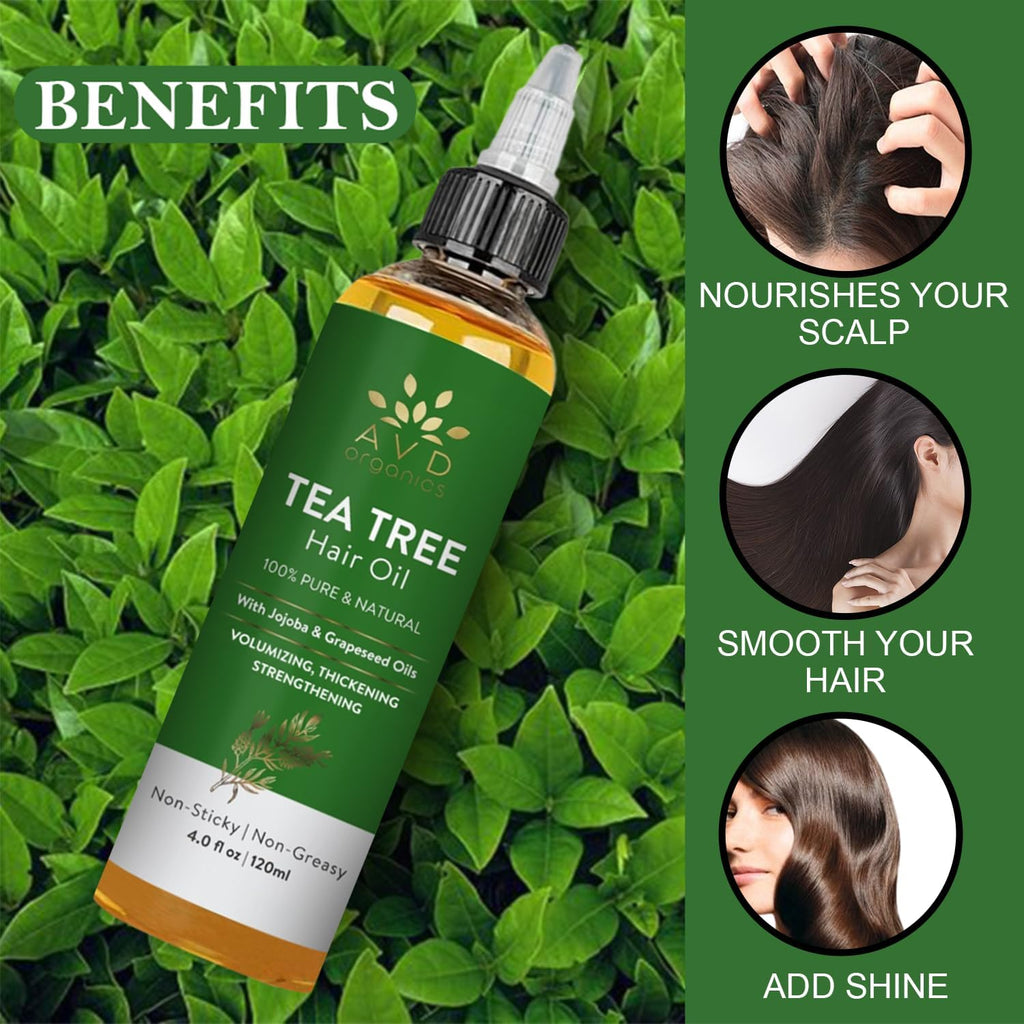 AVD Organics Rosemary Oil for Hair Growth Infused With Biotin, Jojoba & Castor Oil | Hair strengthening Treatment | Nourishing & Volumizing | Non GMO Verified 120ml (4fl oz)