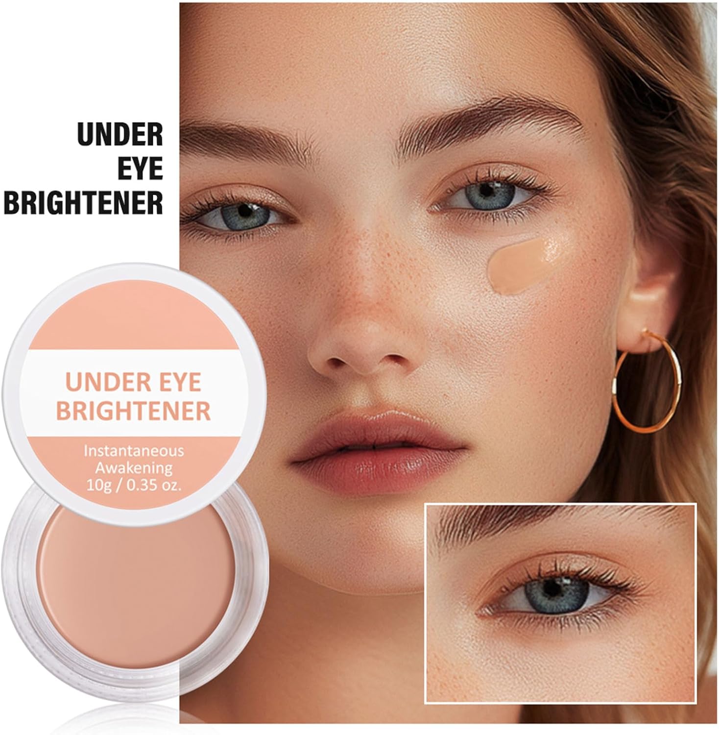 Under Eye Brightener, Full Coverage Under Eye Concealer, Pink Colour Corrector, Waterproof, Long Lasting, with Hyaluronic Acid and Shea Butter, for Fair to Light Skin Tones