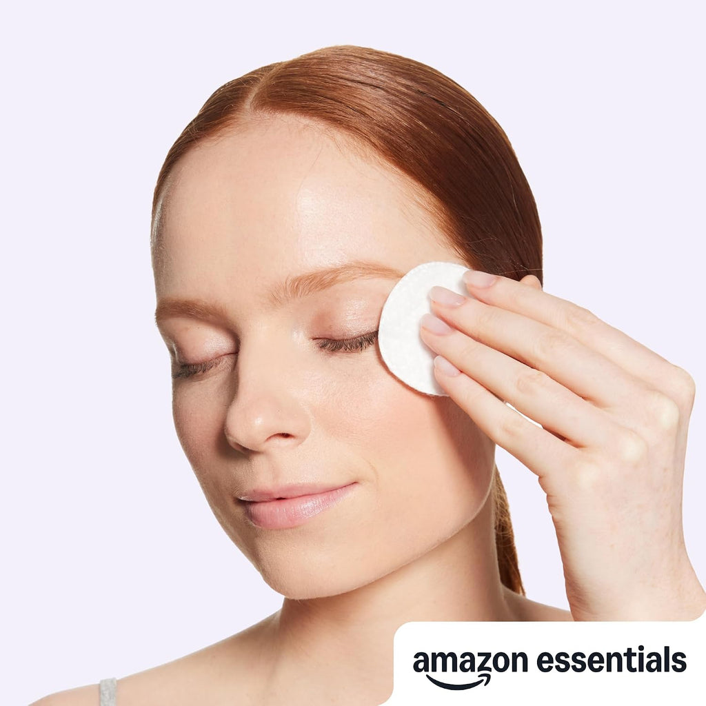 Amazon Basics Hypoallergenic Cotton Rounds for Makeup Removal and Skincare, 100 Count, 1 Pack