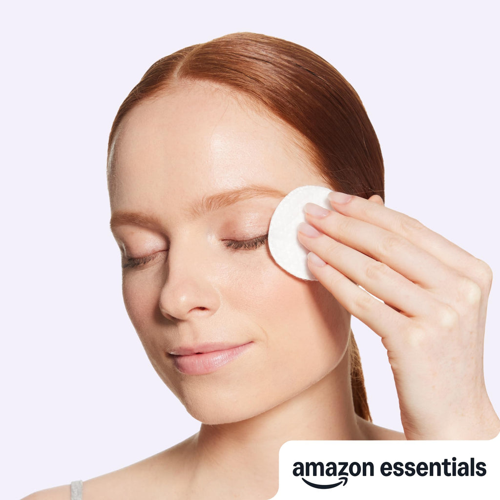 Amazon Basics Hypoallergenic Cotton Rounds for Makeup Removal and Skincare, 100 Count, 1 Pack