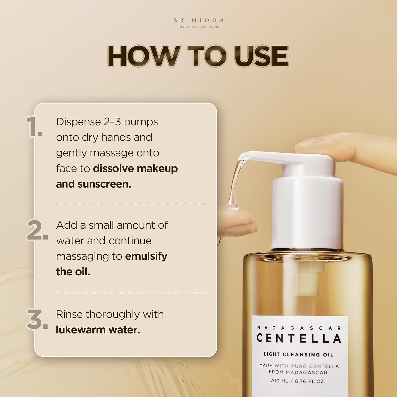 SKIN1004 Madagascar Centella Light Cleansing Oil, Korean Cleanser, 200ml
