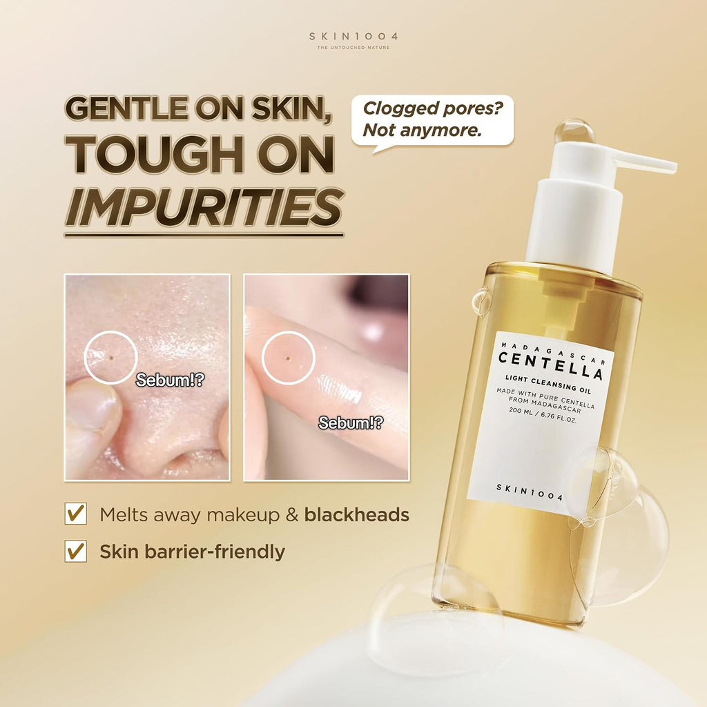 SKIN1004 Madagascar Centella Light Cleansing Oil, Korean Cleanser, 200ml
