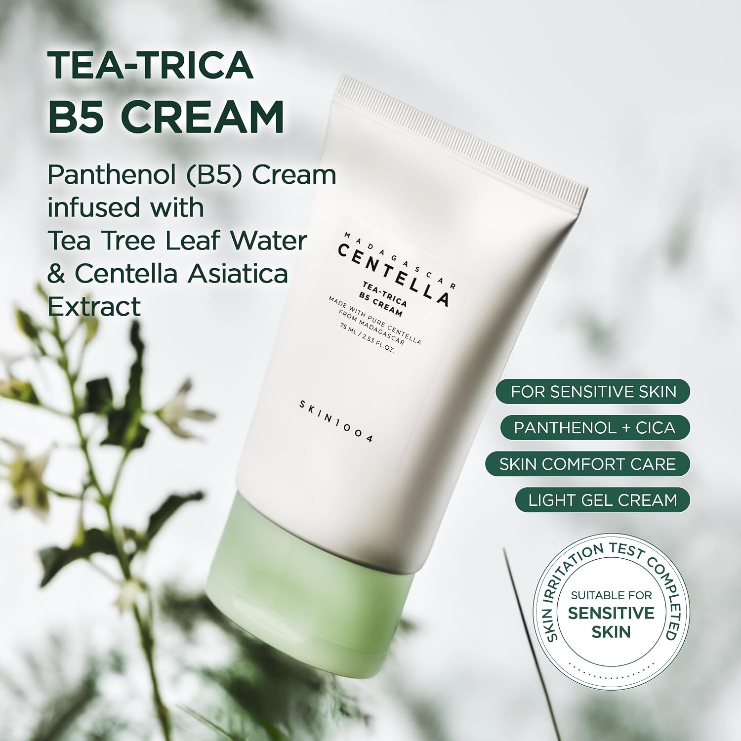 SKIN1004 Hyalu-Cica Moisture Cream, Korean Moisturiser, Face Cream, 75ml