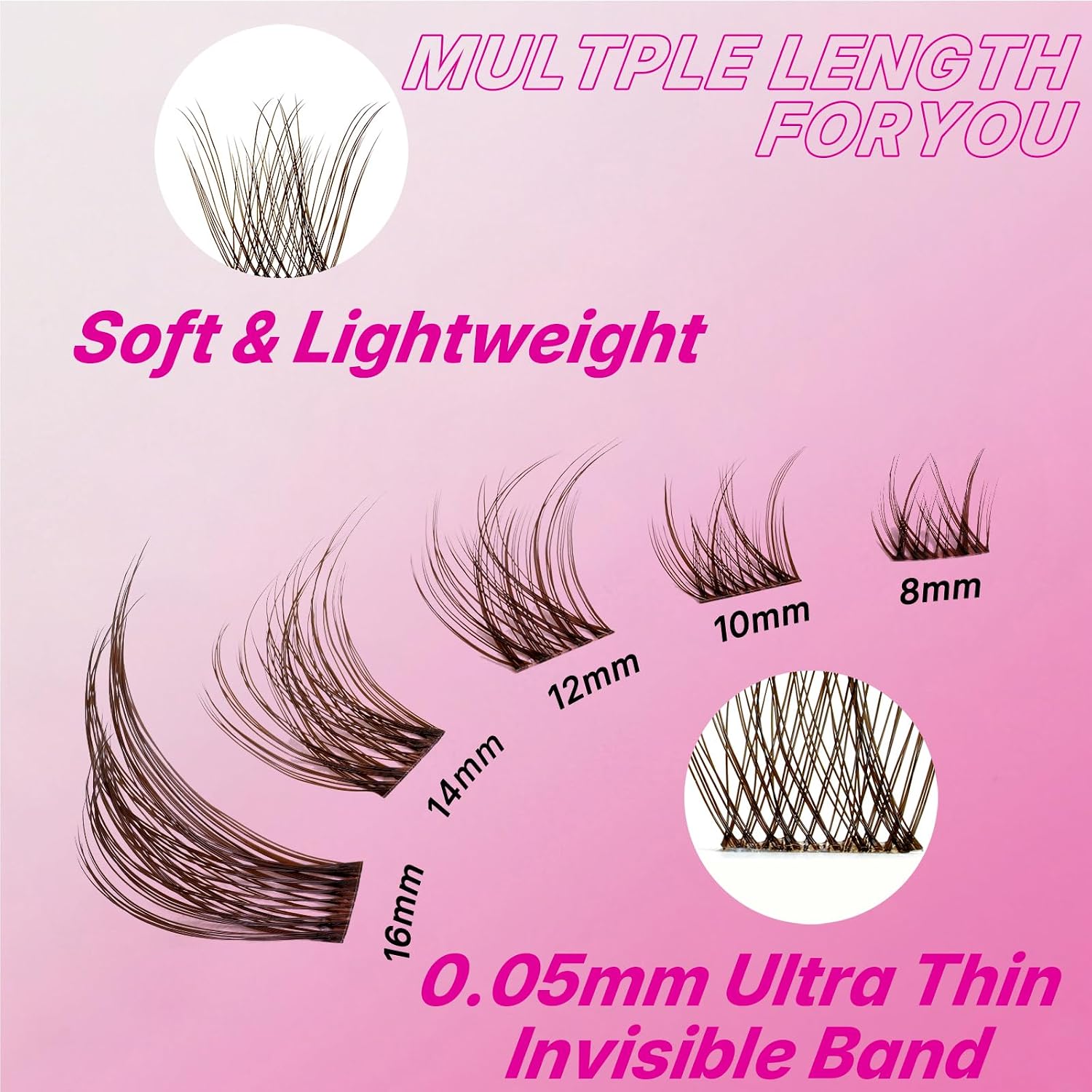 VEYESBEAUTY Manga Lash Clusters Eyelash Extensions Thin & Invisible Band