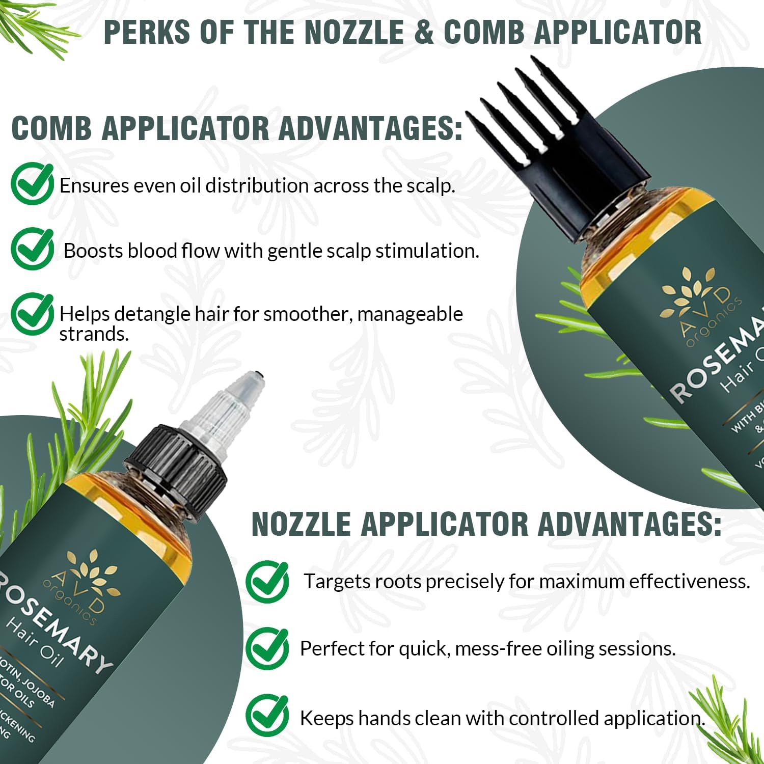 AVD Organics Rosemary Oil for Hair Growth Infused With Biotin, Jojoba & Castor Oil | Hair strengthening Treatment | Nourishing & Volumizing | Non GMO Verified 120ml (4fl oz)