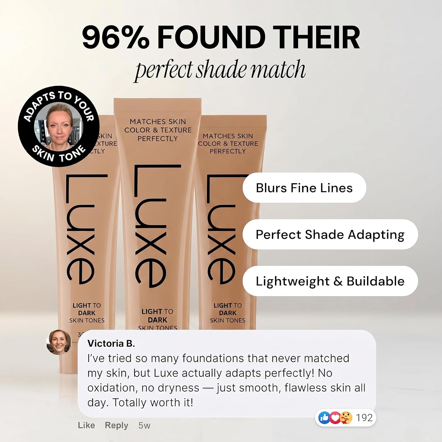 Luxe Color Changing Foundation for Women – Instantly Adapts to Your Skin Tone – Buildable Light-to-Medium Coverage – 12-Hour Wear – Natural Dewy Finish