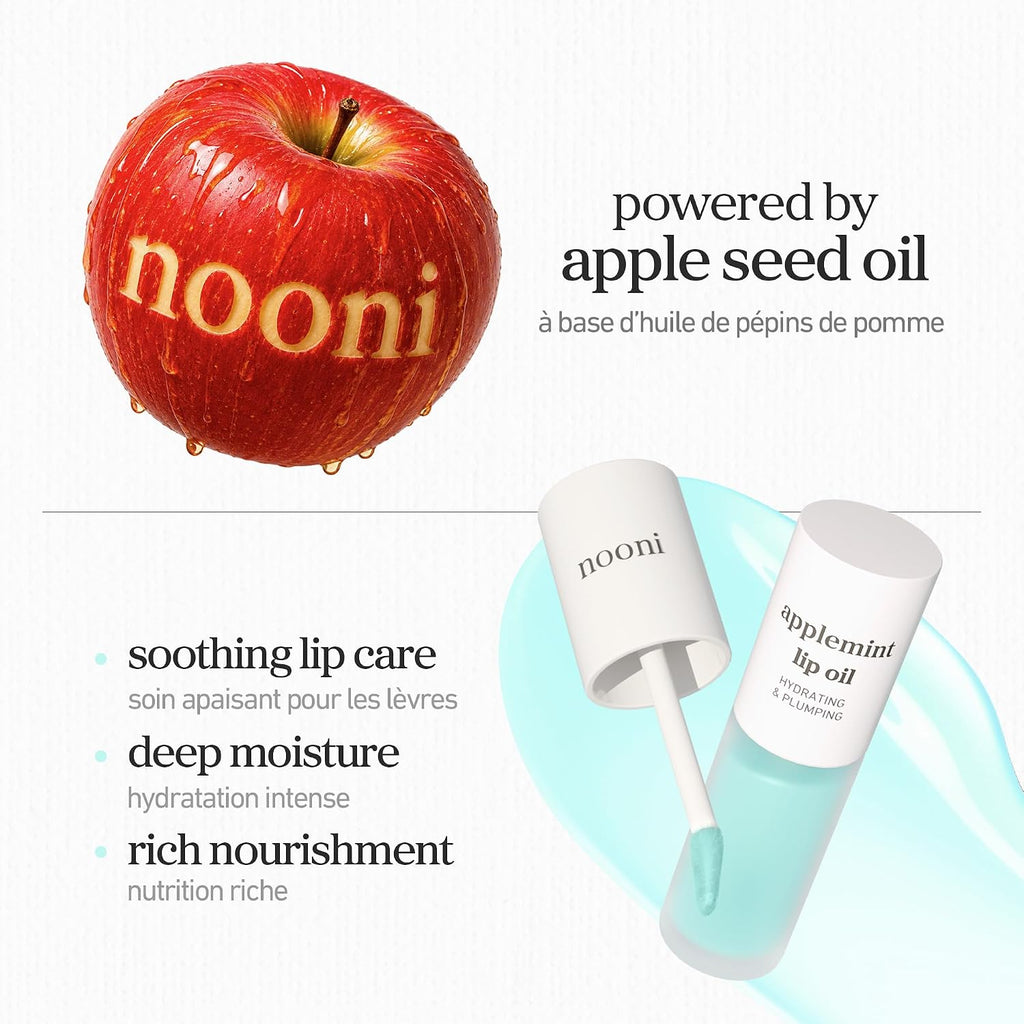 NOONI Korean Lip Oil - Appleberry - Plumping & Hydrating Tinted Lip Gloss