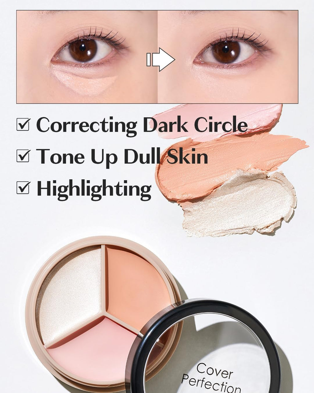 the SAEM Cover Perfection Triple Pot Concealer 01 Correct Beige