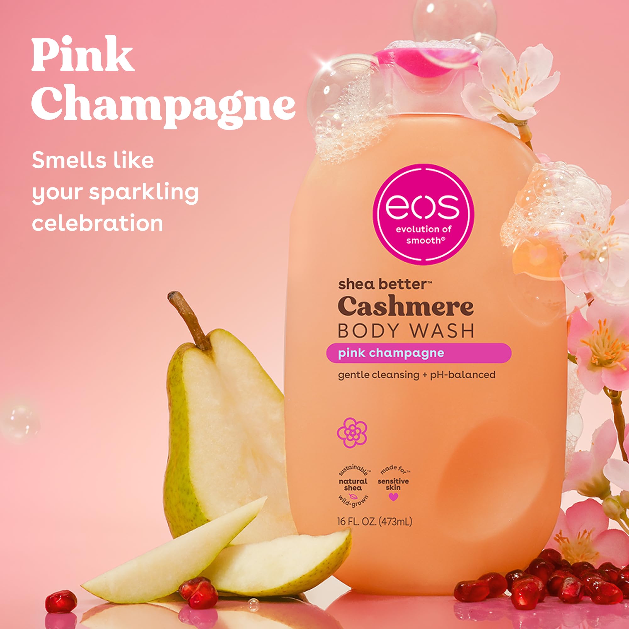 eos Cashmere Body Wash- Fresh & Cozy, Creamy Gel with Shea Butter, 16 fl oz