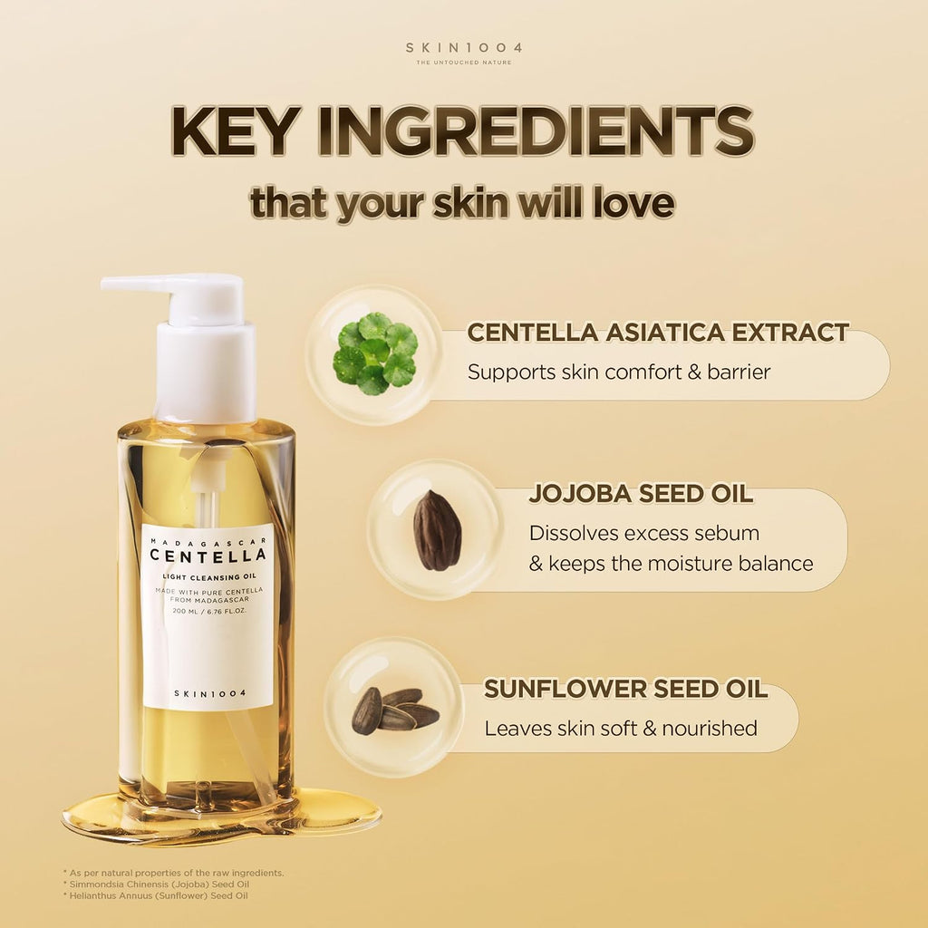 SKIN1004 Madagascar Centella Light Cleansing Oil, Korean Cleanser, 200ml