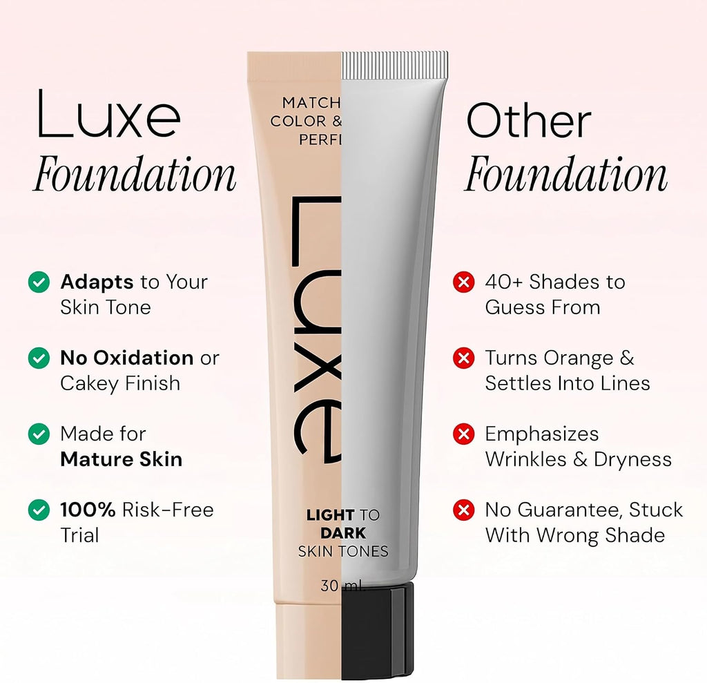 Luxe Color Changing Foundation for Women – Instantly Adapts to Your Skin Tone – Buildable Light-to-Medium Coverage – 12-Hour Wear – Natural Dewy Finish