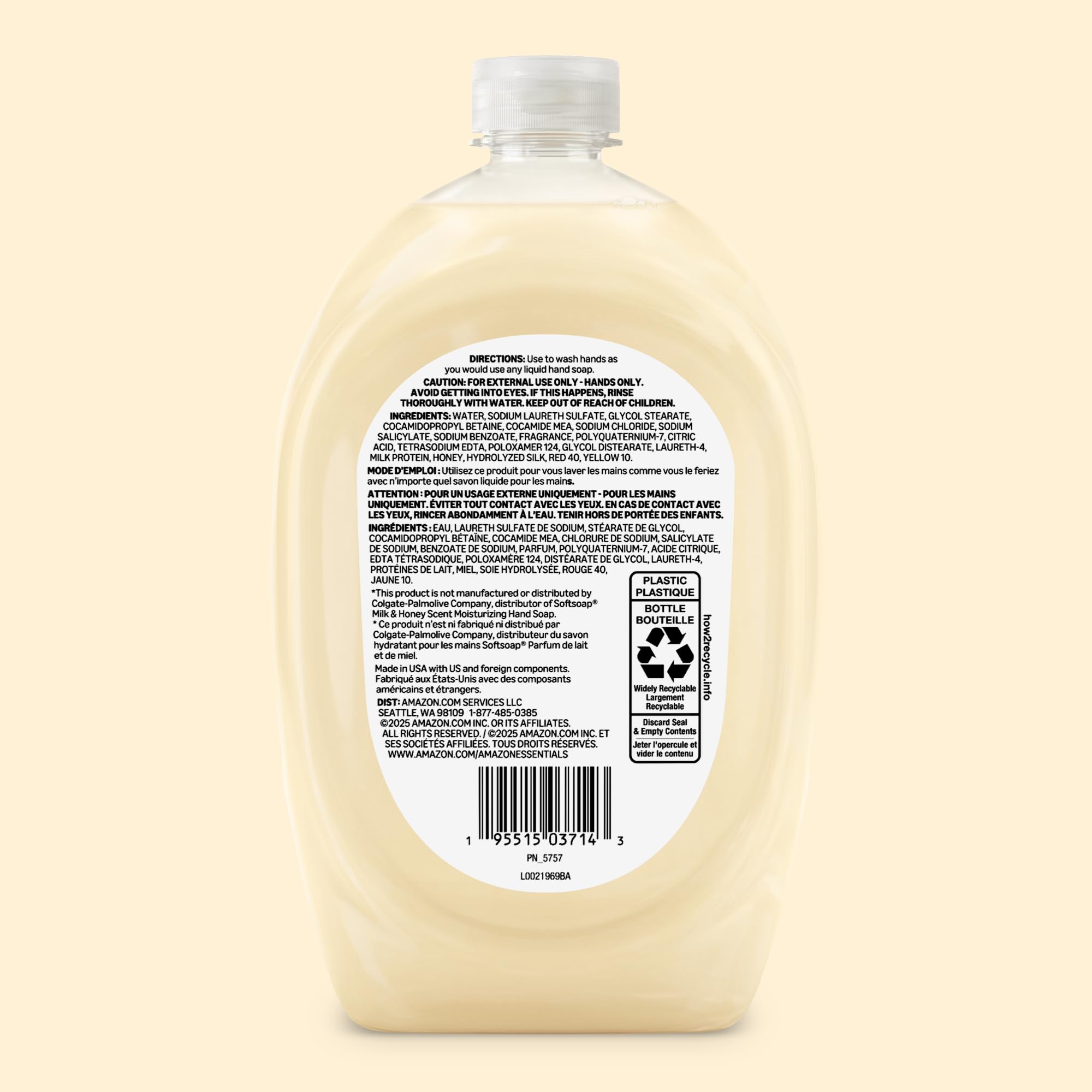 Amazon Basics Gentle & Mild Clear Liquid Hand Soap Refill, Triclosan-Free, Dermatologist-Tested, pH Balanced, Cruelty-Free, 50 Fluid Ounces, 1-Pack (Previously Solimo)
