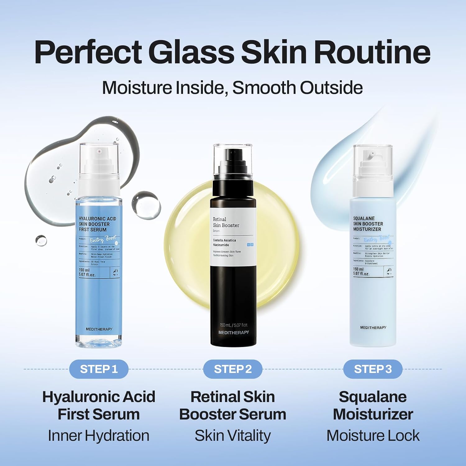 MEDITHERAPY Retinal Skin Booster Serum 5.07 fl oz | Retinaldehyde, Niacinamide, Cica | Korean Hydrating Face & Body Serum for Dull, Uneven Skin, All Skin Types, K-Beauty