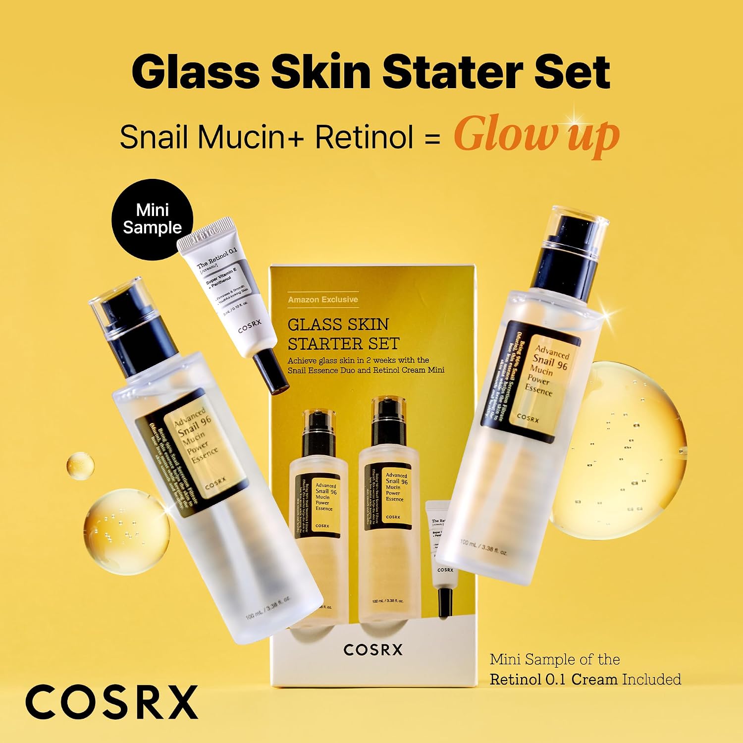 COSRX Snail Mucin 96% Power Repairing Essence 100ml, Hydrating Serum for Face with Snail Secretion Filtrate for Dull Skin & Fine Lines, Korean Skincare