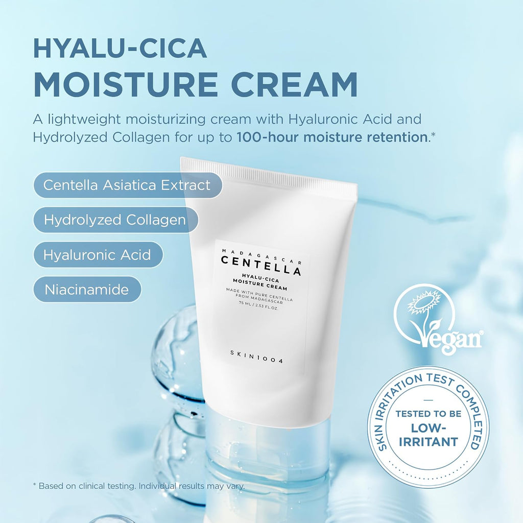 SKIN1004 Hyalu-Cica Moisture Cream, Korean Moisturiser, Face Cream, 75ml