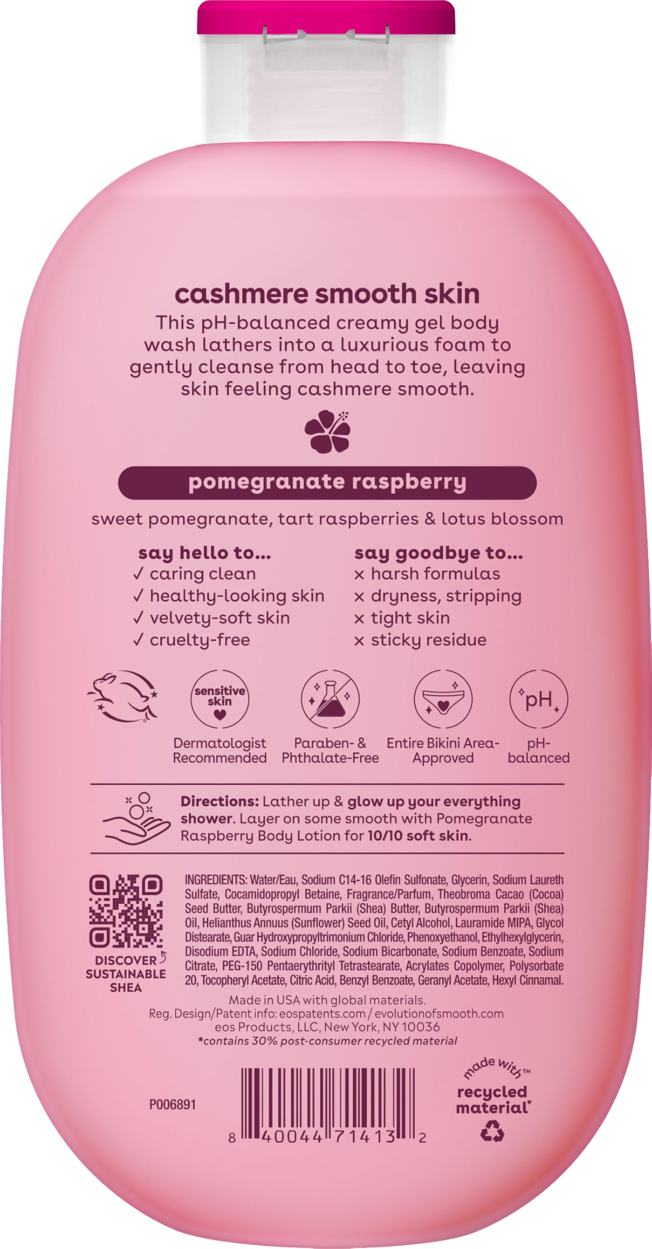 eos Cashmere Body Wash- Fresh & Cozy, Creamy Gel with Shea Butter, 16 fl oz