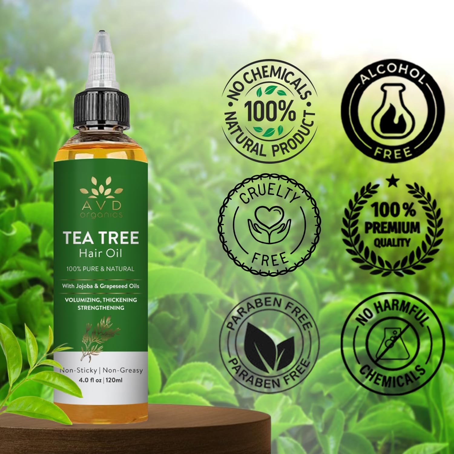 AVD Organics Rosemary Oil for Hair Growth Infused With Biotin, Jojoba & Castor Oil | Hair strengthening Treatment | Nourishing & Volumizing | Non GMO Verified 120ml (4fl oz)