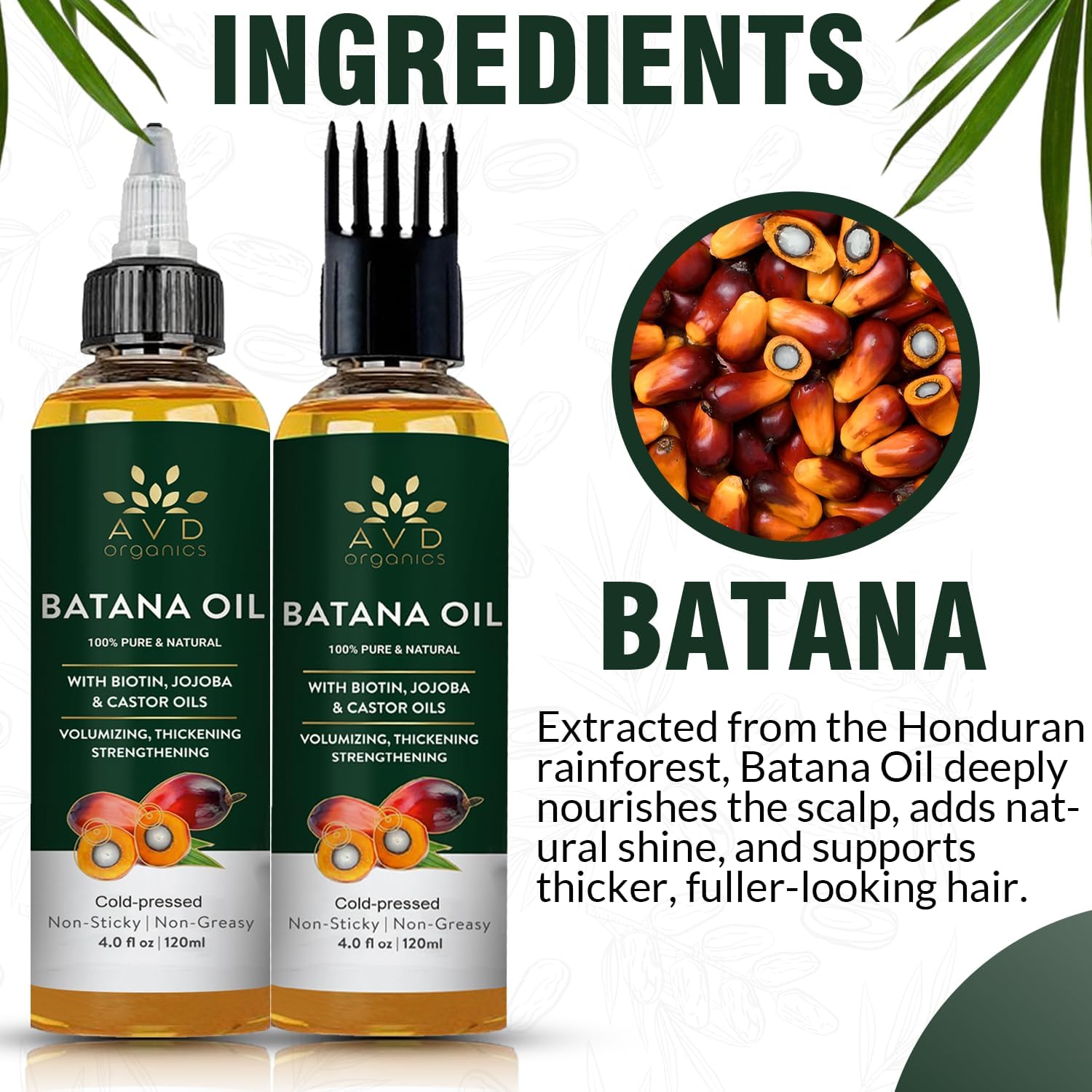 AVD Organics Rosemary Oil for Hair Growth Infused With Biotin, Jojoba & Castor Oil | Hair strengthening Treatment | Nourishing & Volumizing | Non GMO Verified 120ml (4fl oz)
