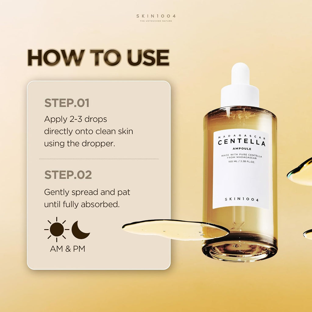 SKIN1004 [Hudson's Pick] Madagascar Centella Ampoule, Korean Face Serum with Centella Asiatica for Hydrating & Moisturizing, Soothing Facial Serum for Skin Balance, Korean Skin Care, 100ml