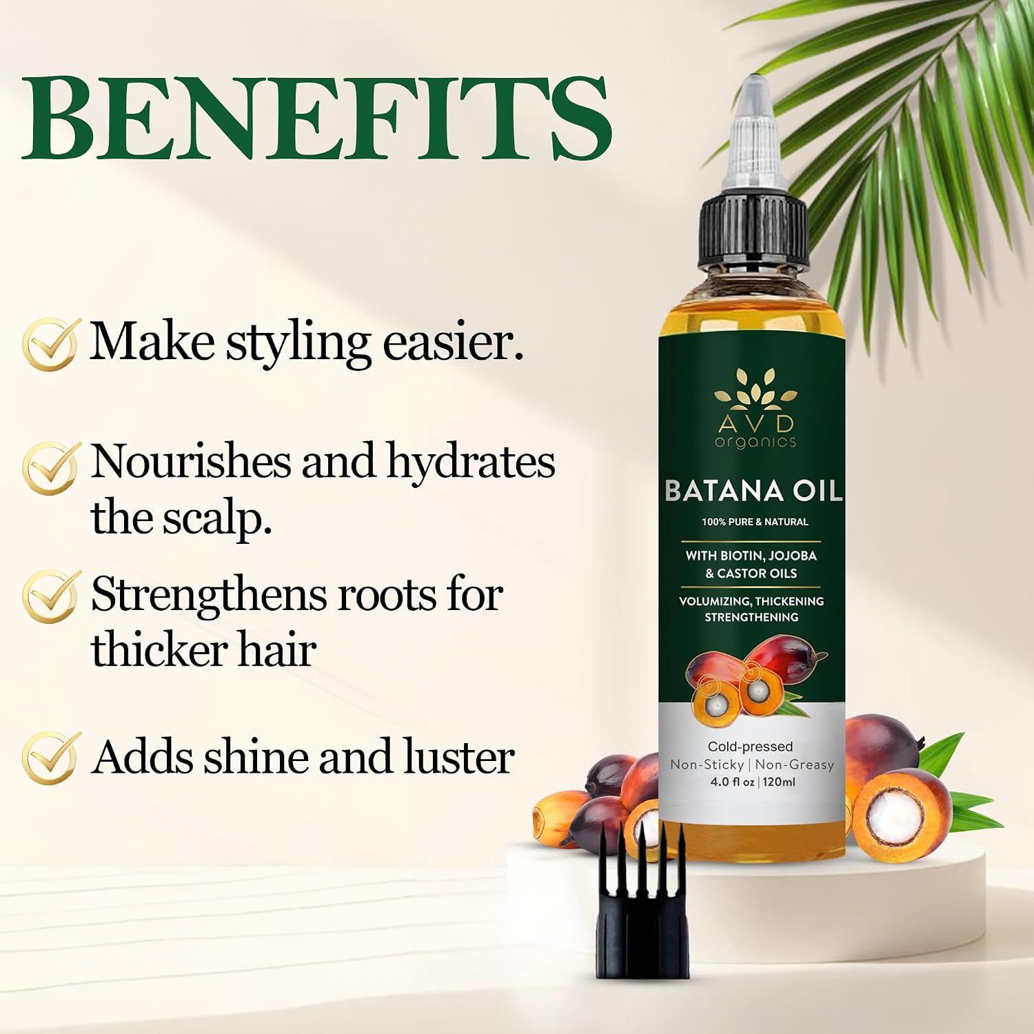 AVD Organics Rosemary Oil for Hair Growth Infused With Biotin, Jojoba & Castor Oil | Hair strengthening Treatment | Nourishing & Volumizing | Non GMO Verified 120ml (4fl oz)