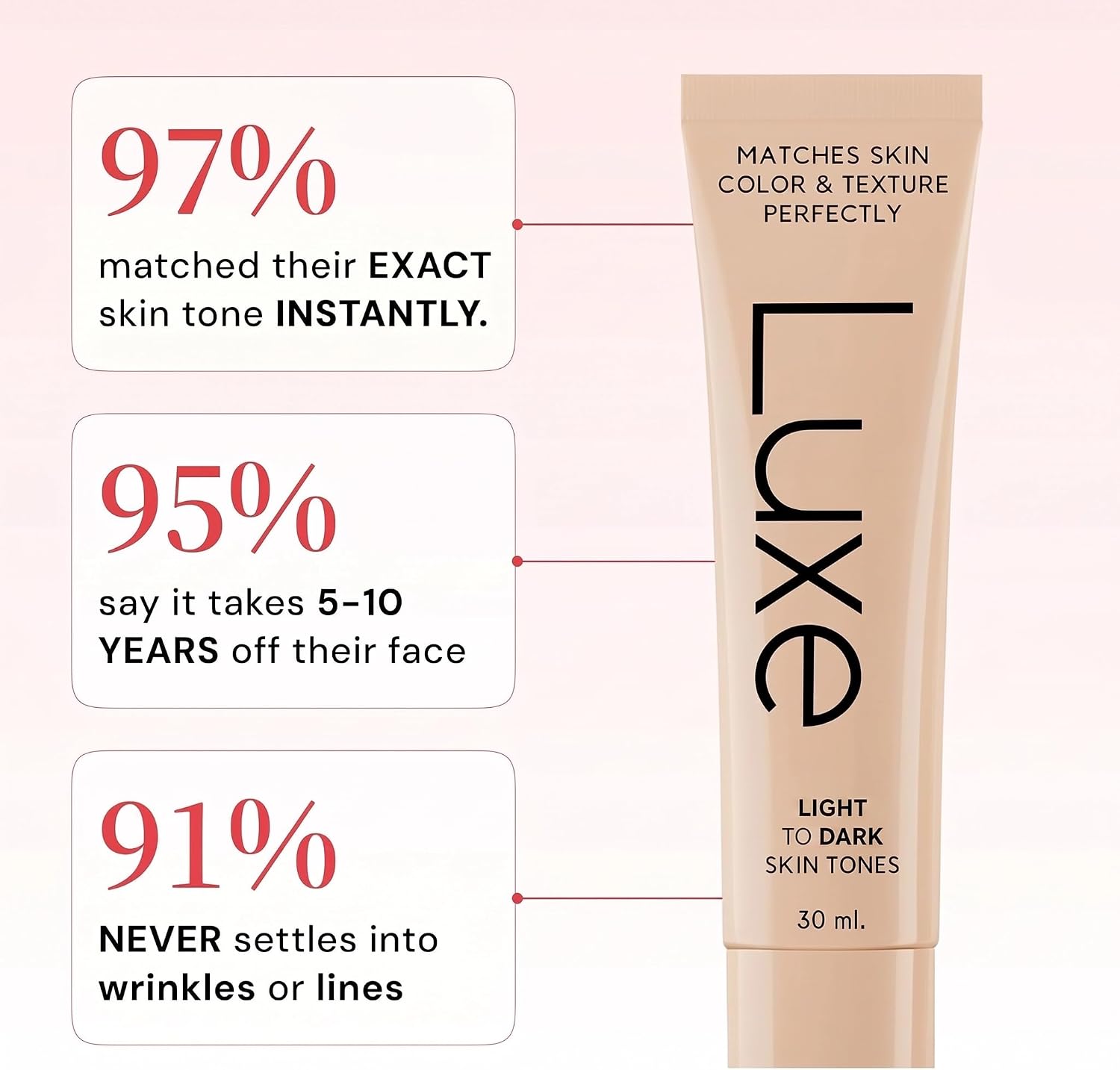 Luxe Color Changing Foundation for Women – Instantly Adapts to Your Skin Tone – Buildable Light-to-Medium Coverage – 12-Hour Wear – Natural Dewy Finish