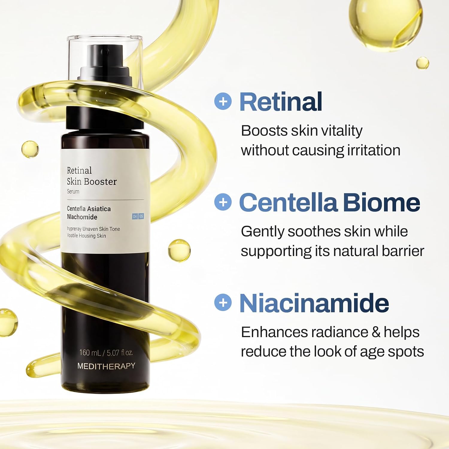 MEDITHERAPY Retinal Skin Booster Serum 5.07 fl oz | Retinaldehyde, Niacinamide, Cica | Korean Hydrating Face & Body Serum for Dull, Uneven Skin, All Skin Types, K-Beauty
