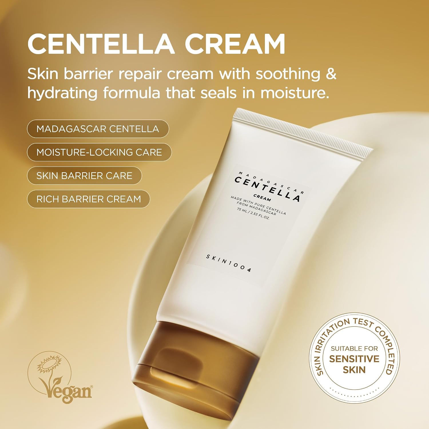 SKIN1004 Hyalu-Cica Moisture Cream, Korean Moisturiser, Face Cream, 75ml