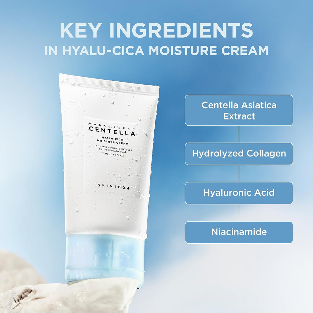 SKIN1004 Hyalu-Cica Moisture Cream, Korean Moisturiser, Face Cream, 75ml
