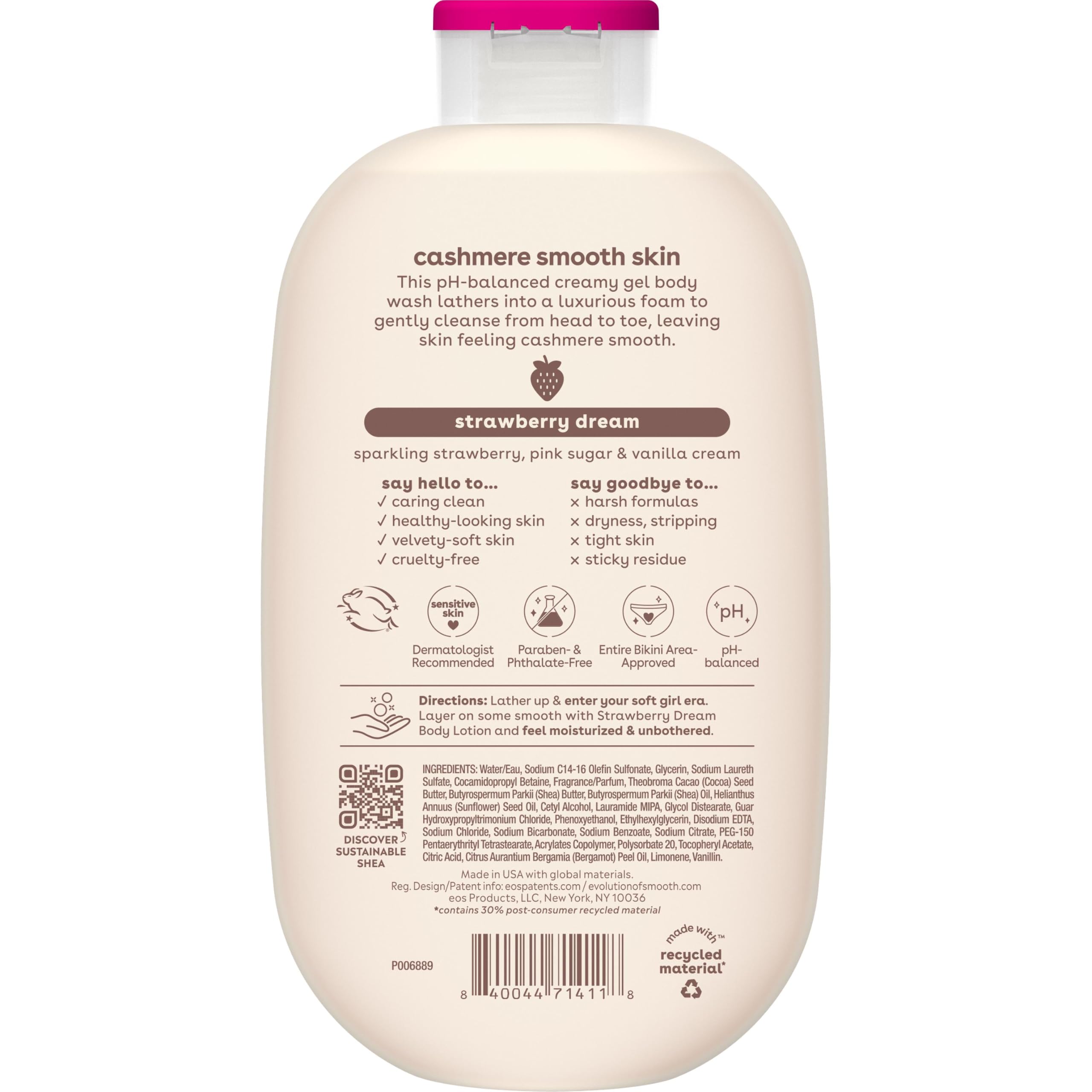 eos Cashmere Body Wash- Fresh & Cozy, Creamy Gel with Shea Butter, 16 fl oz