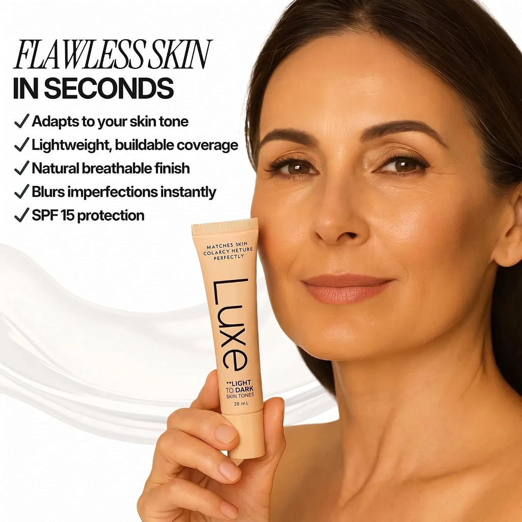 Luxe Color Changing Foundation for Women – Instantly Adapts to Your Skin Tone – Buildable Light-to-Medium Coverage – 12-Hour Wear – Natural Dewy Finish
