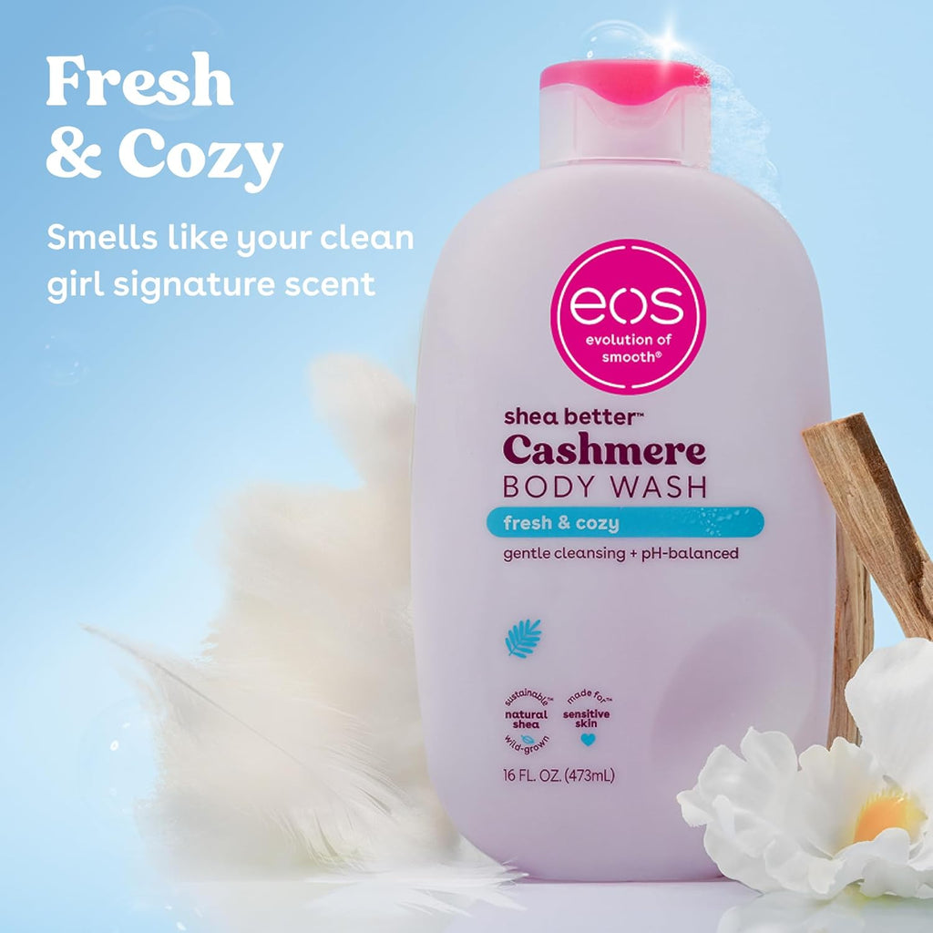 eos Cashmere Body Wash- Fresh & Cozy, Creamy Gel with Shea Butter, 16 fl oz