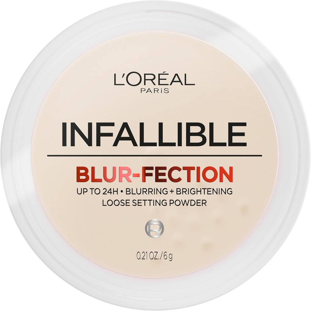 L'Oreal Paris Infallible Blur-fection Longwear Loose Setting Powder, Blurring Face Powder With Up to 24HRs of Wear, Translucent Light, 1 Kit