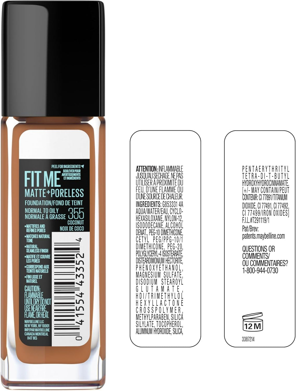 Maybelline New York Liquid Foundation, Full Coverage, Absorbs Oil, Normal to Oily Skin, Fit Matte+Poreless, Natural Beige