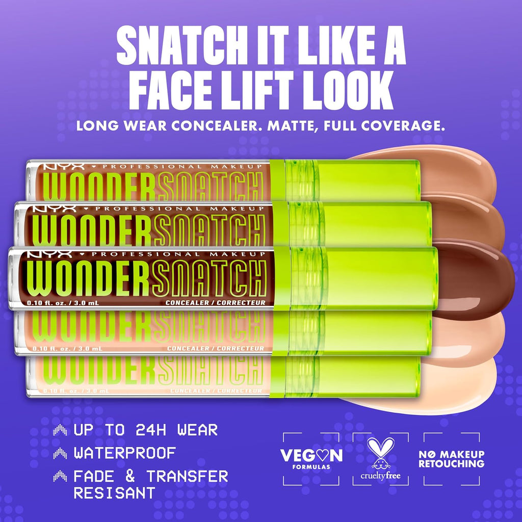 NYX PROFESSIONAL MAKEUP Wonder Snatch Concealer, Brightening, Lifting & Snatching Full Coverage Makeup Concealer with 24HR Wear, Vegan & Cruelty Free Shade Light Ivory